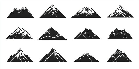 Mountain silhouettes collection, various shapes, simple design