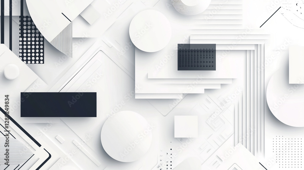Fototapete Abstract design showcase intricate by contrasting monochrome textured, white pattern forming modern  geometric pattern, Floral seamless pattern with circles for wallpaper and web banner.