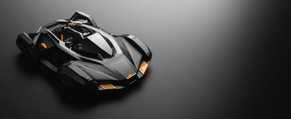Sleek Black Sport Car with Modern Design on Minimalist Background for Automotive Enthusiasts and Designers