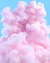Fototapeta premium Pink smoke plume against blue sky, background for design