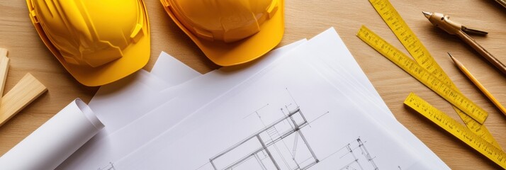 Nordic Minimalist Blueprint Layout on Oak Surface Architectural Planning and Construction Strategy for Innovative Home Design and Renovation Solutions