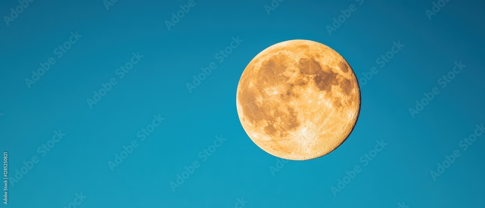 Poster Lunar Clarity High-Resolution Full Moon with Detailed Surface Texture in Starry Sky - Space Exploration and Astronomy Visualization for Tech and Science Industries