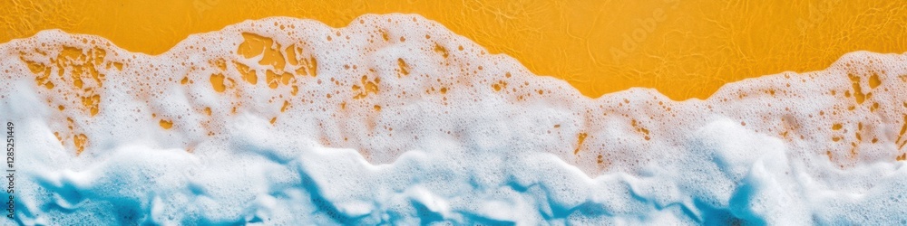 Aufkleber Vibrant Aerial Ocean Wave Pattern Textured Foam Meeting Golden Sands - Dynamic Visual Content for Coastal Design and Creative Marketing in Eco-Friendly Spaces
