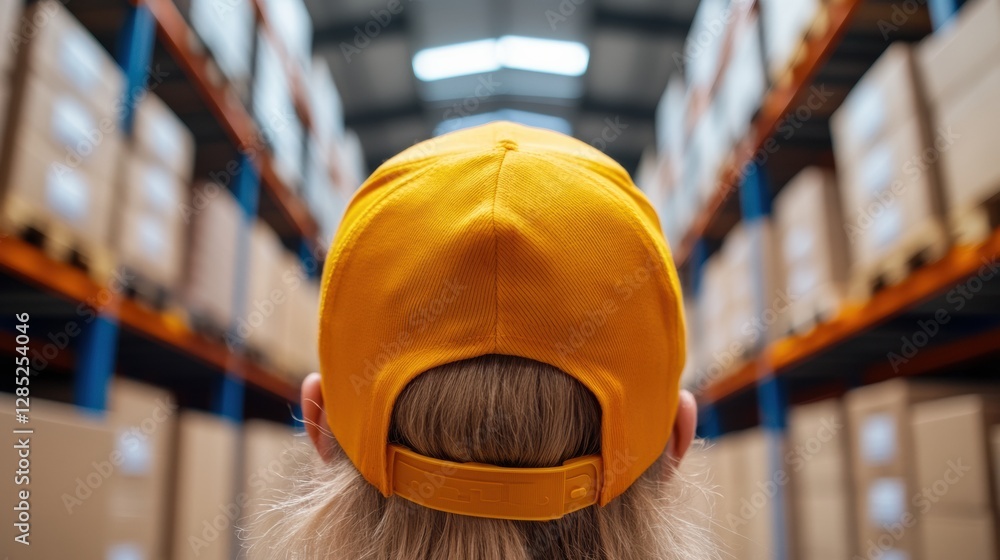 Fototapete tech-enhanced logistics industrial warehouse shelving with precision stocking - smart supply chain o