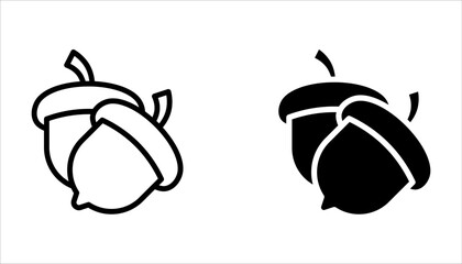 Acorn vector icons set. Simple illustration on white background