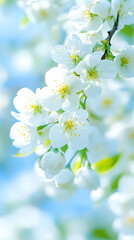 Obraz premium Spring blossoms, sunny garden, vibrant flowers, nature background, floral wallpaper
