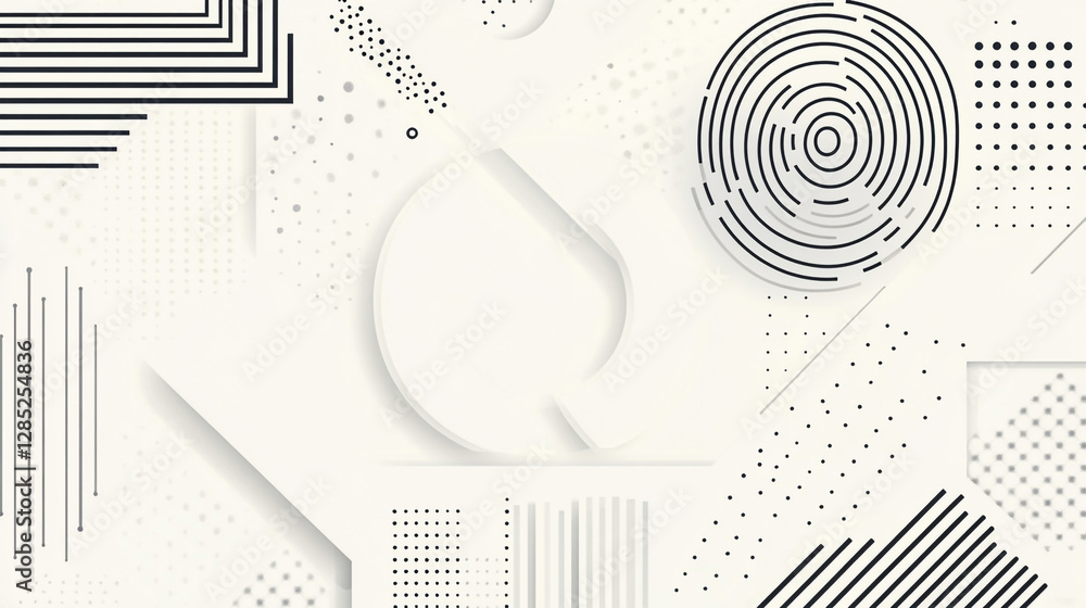 Fototapete Abstract design showcase intricate by contrasting monochrome textured, white pattern forming modern  geometric pattern, Floral seamless pattern with circles for wallpaper and web banner.
