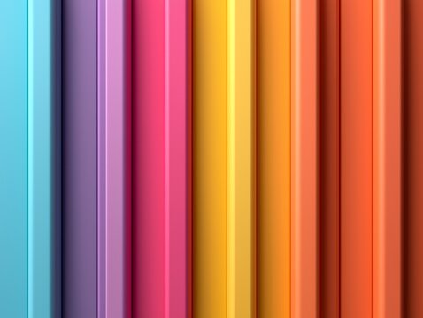 Vibrant Spectrum of Parallel Bars  Abstract Visual Harmony and Gradient Color Palette  3D Render