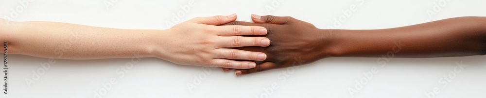 Fototapete collaborative unity handshake diverse hands interlocked over smooth surface - modern corporate harmo