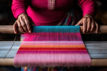 Artisan Weaving Intricate Handloom Patterns in Organic Cotton for Sustainable Fashion - Heritage Textiles and Eco-Conscious Crafting in Modern Retail Design