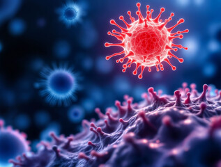 Cancer cells spreading through human tissue, with glowing malignant cells contrasting against healthy cells.