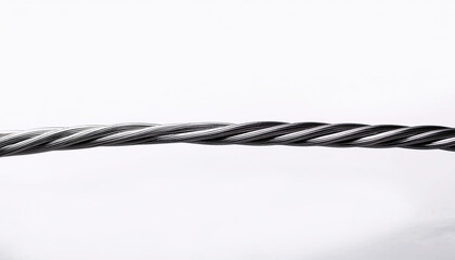 a twisted steel wire, the strength and flexibility of the material. The minimalist composition highlights the industrial and structural design of the wire