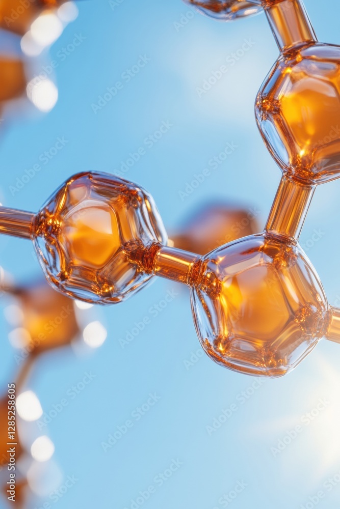 Fototapete sleek molecular structures advanced visualization in transparent geometric form - cutting-edge scien