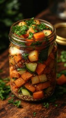 Colorful Vegetable Quinoa Salad In Glass Jar