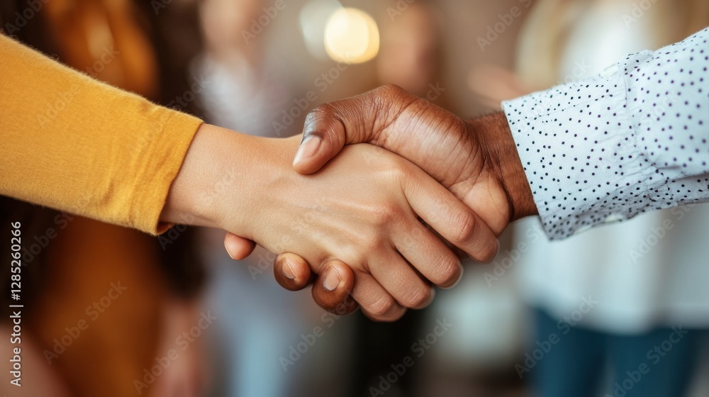 Aufkleber modern business collaboration diverse professionals shaking hands in a bright office - corporate net