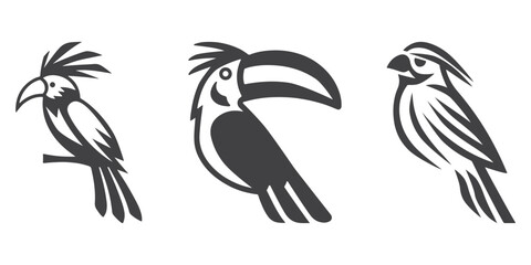 Professional Exotic Bird Logo Icons Silhouette Vector Illustration