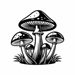 mushrooms vector-silhouette 