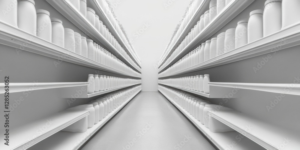 Aufkleber minimalist retail shelving sleek white storage jars on crisp shelves - efficient inventory display f