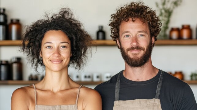 Futuristic Health Hub Diverse Entrepreneurs with Biohacking Supplements and Smart Devices in Sleek Minimalist Storefront - Tech-Driven Wellness for Modern Consumers