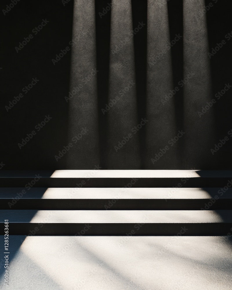 Poster chiaroscuro stage design minimalist box on stark platform with dramatic lighting engaging theater am
