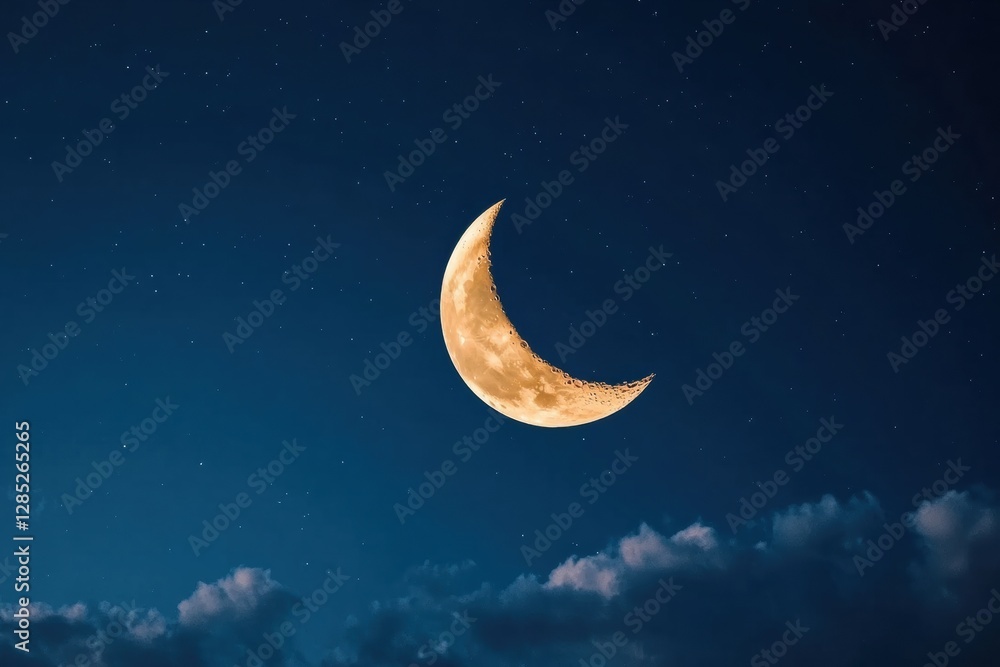 Aufkleber ethereal lunar design crescent moon with night sky - premium astronomy content for tech and digital 