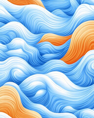 Obraz premium Abstract ocean wave pattern, blue and orange hues, seamless design, website background