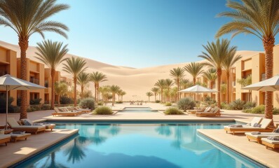 Tranquil oasis at a desert resort