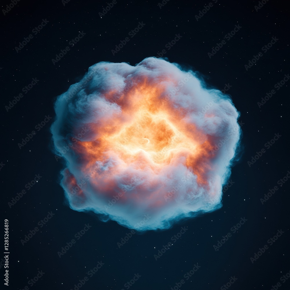 Aufkleber vaporwave cosmic visualization swirling nebula with radiant gases and dust - futuristic data art for