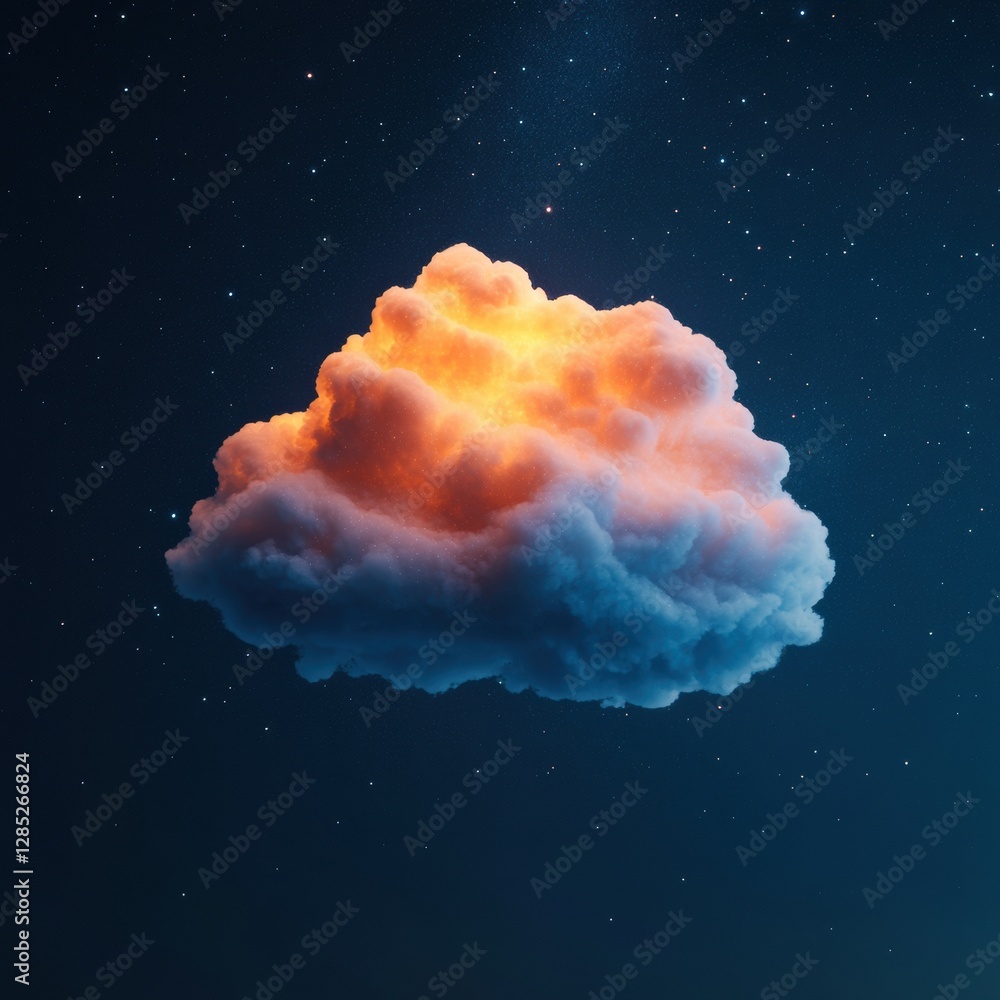 Poster Ethereal Cloud Aesthetic Glowing Nebula in Deep Space - Artistic Sci-Fi Content and Immersive Visualization for Modern Tech Displays