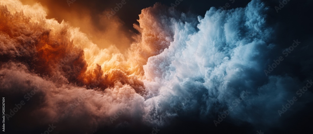 Leinwandbilder Atmospheric Waveform in Dynamic Ocean Abstract Cloud Surges Meet in a Striking Display of Natural Power - Visual Content Creation for Weather Apps and Environmental Campaigns