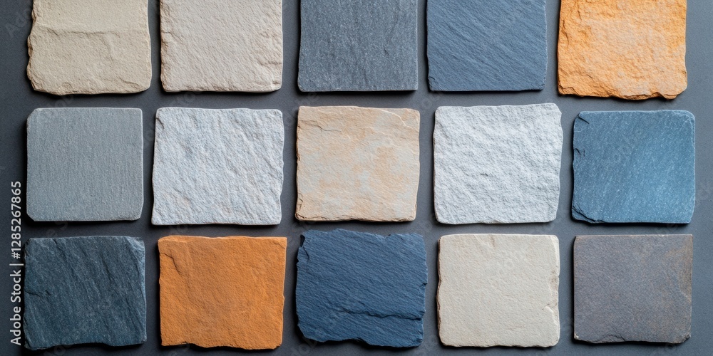 Poster slate texture grid display modern minimalist stone arrangement for office environment - enhancing de