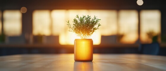 Golden Hour Collaboration Warm Wooden Conference Table with Team Laptops and Presentation Screen - Optimizing Corporate Synergy and Strategic Decision-Making