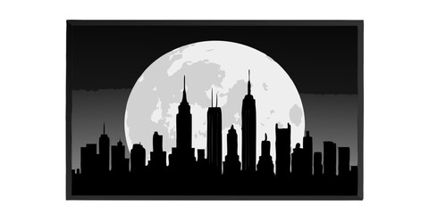 Fototapeta premium New york city skyline, skyline, city, silhouette, cityscape, vector, building, buildings, architecture, urban, sky, skyscraper, business, illustration, tower, black, town, travel, night, dubai, chicag