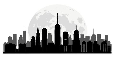 Obraz premium New york city skyline, skyline, city, silhouette, cityscape, vector, building, buildings, architecture, urban, sky, skyscraper, business, illustration, tower, black, town, travel, night, dubai, chicag