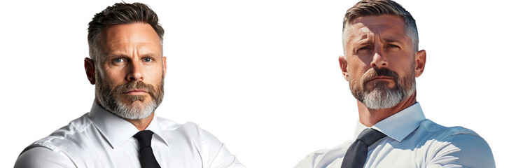 Fototapeta premium Png of Confident Businessman in White Shirt and Tie – Leadership and Professionalism on transparent background.