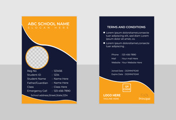 student ID card design template round and 6 colors design ready to print
