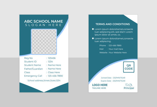 student ID card design template round and 6 colors design ready to print