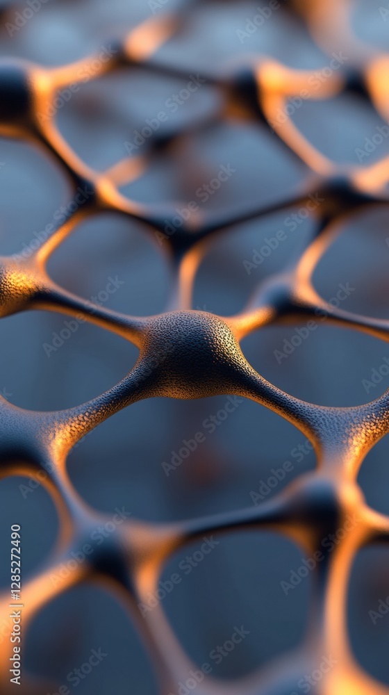 Aufkleber Geometric Network Visualization with Glowing Nodes on Textured Surface Enhancing Digital Connectivity for Business Strategy and Data Insights in Tech-Driven Industries