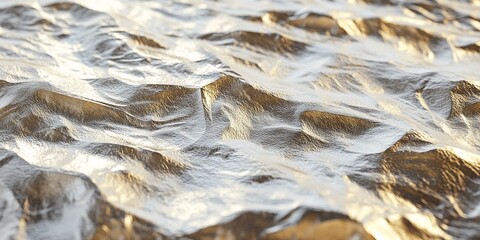 Stunning Reflective Aluminum Foil Texture: Captivating Crumples in Silver, Platinum, and Tarnished Gold for Abstract and Industrial Design Inspiration