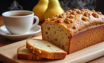 Freshly baked loaf with walnuts