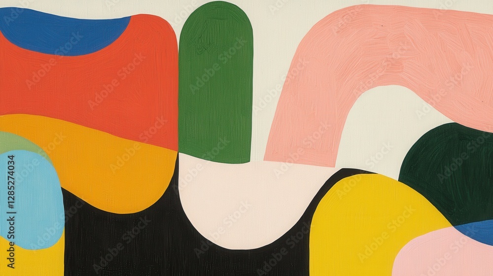 Poster abstract colorful shapes on a light background modern art composition with curves and organic forms
