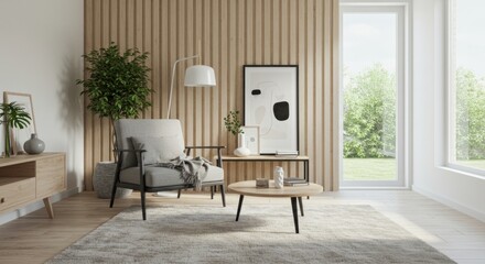 Minimalist Living Room with Natural Accents