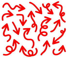 手描きの赤い矢印のアイコンセットです