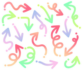 グラデーションカラーの矢印のアイコンセット
