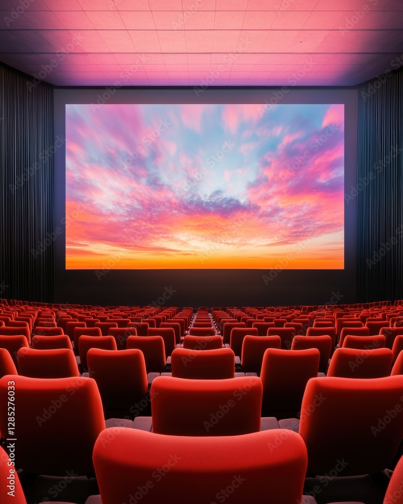 Poster vibrant auditorium design modern conference room with ergonomic seating and digital projection - imm