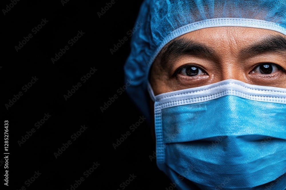 Poster tech-driven healthcare imagery diverse surgical team in advanced operating room with high-tech equip