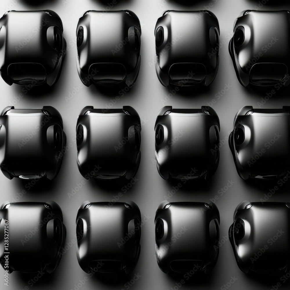 Fototapete Futuristic Symmetry Monochrome VR Controllers in Soft Diffused Light - Geometric Precision for Digital Innovation and Virtual Reality Market Trends