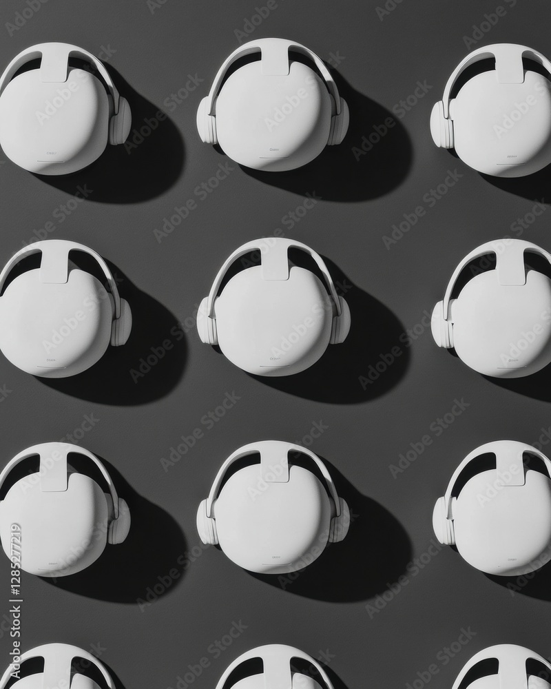 Aufkleber minimalist vr headset display futuristic white devices on monochrome black - sleek tech design for d