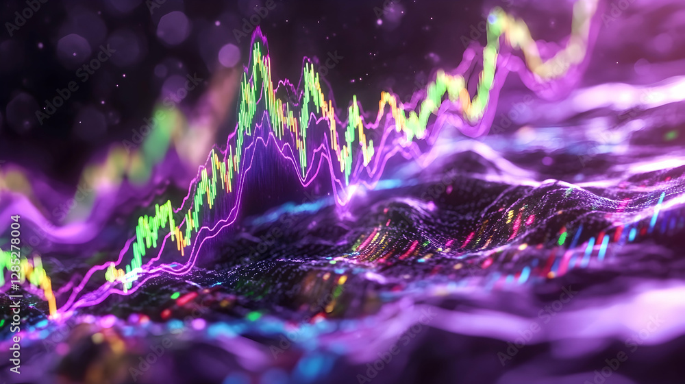 Poster colorful stock market graph data visualization