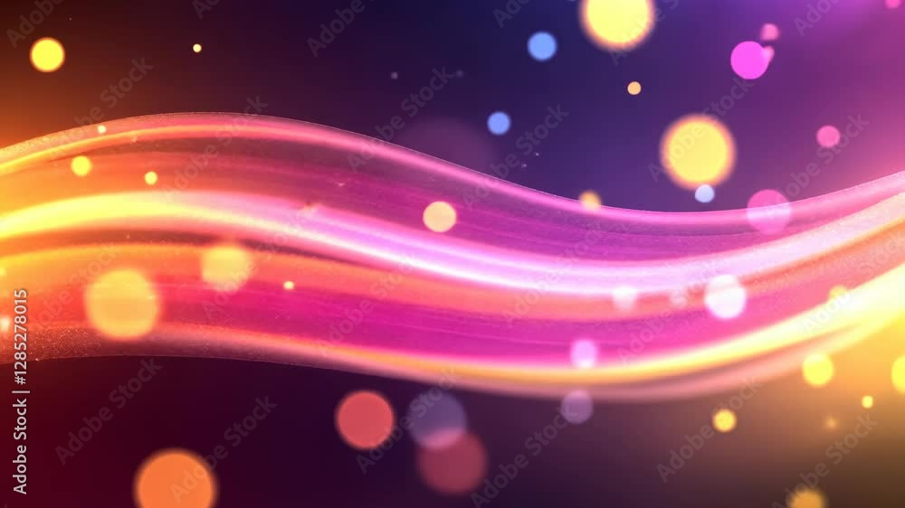 Poster colorful waves and light orbs create a vibrant abstract background for digital art or design project